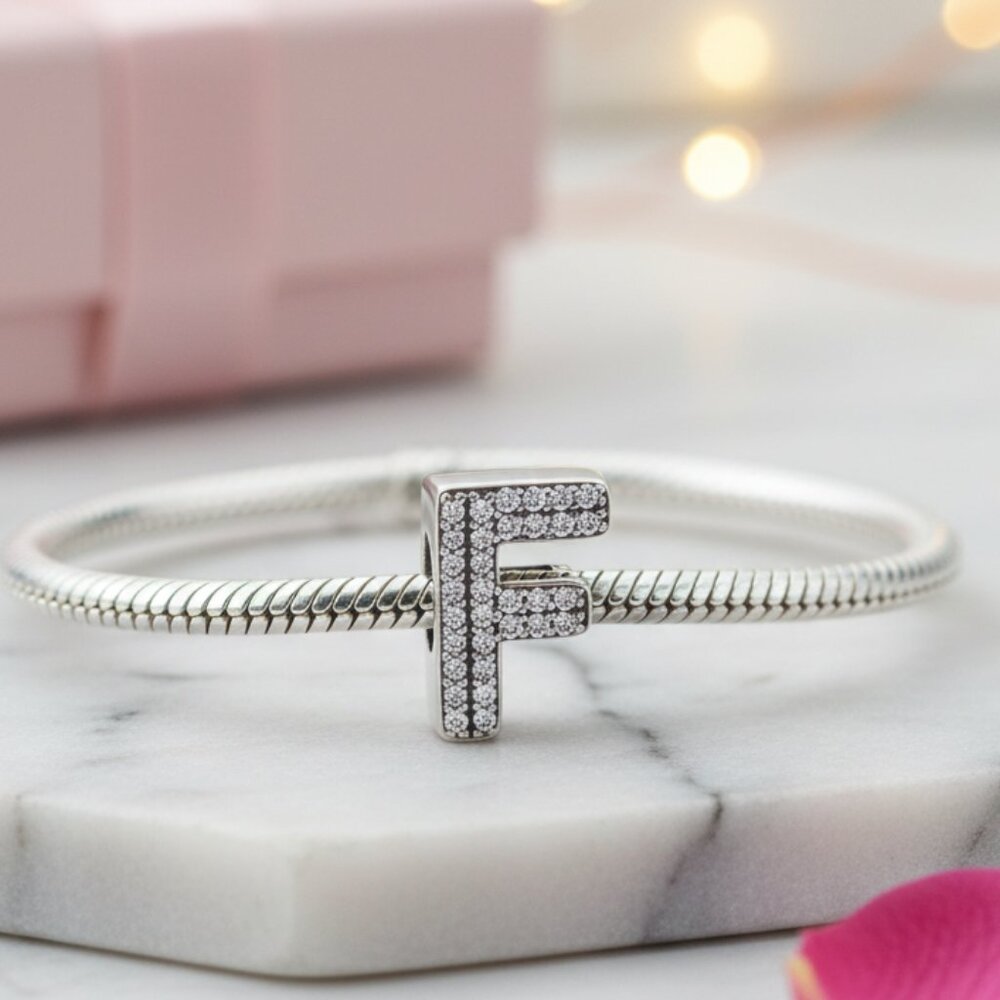 Charm for Bracelet Sterling Silver 925 letter “F”